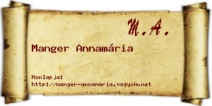 Manger Annamária névjegykártya