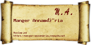Manger Annamária névjegykártya